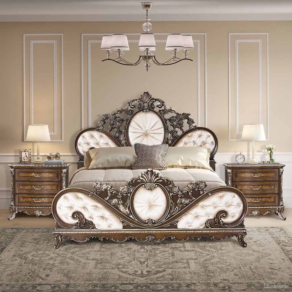 Devany Queen Bed In Cream and Cherry