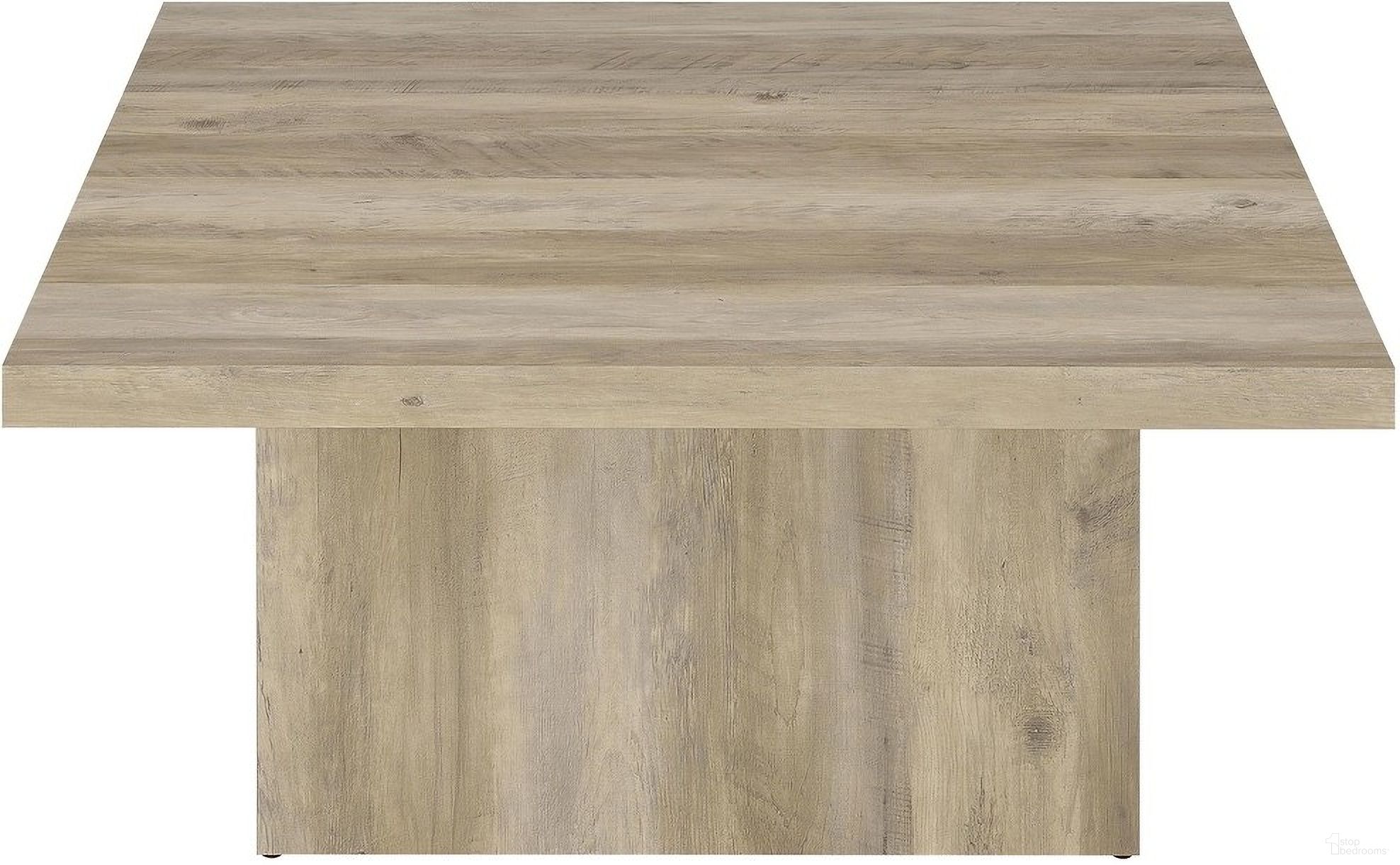 The appearance of Devar Square Engineered Wood Coffee Table In Distressed Pine designed by Coaster in the transitional interior design. This distressed pine piece of furniture was selected by 1StopBedrooms from Devar Collection to add a touch of cosiness and style into your home. Sku: 710878. Material: MDF.