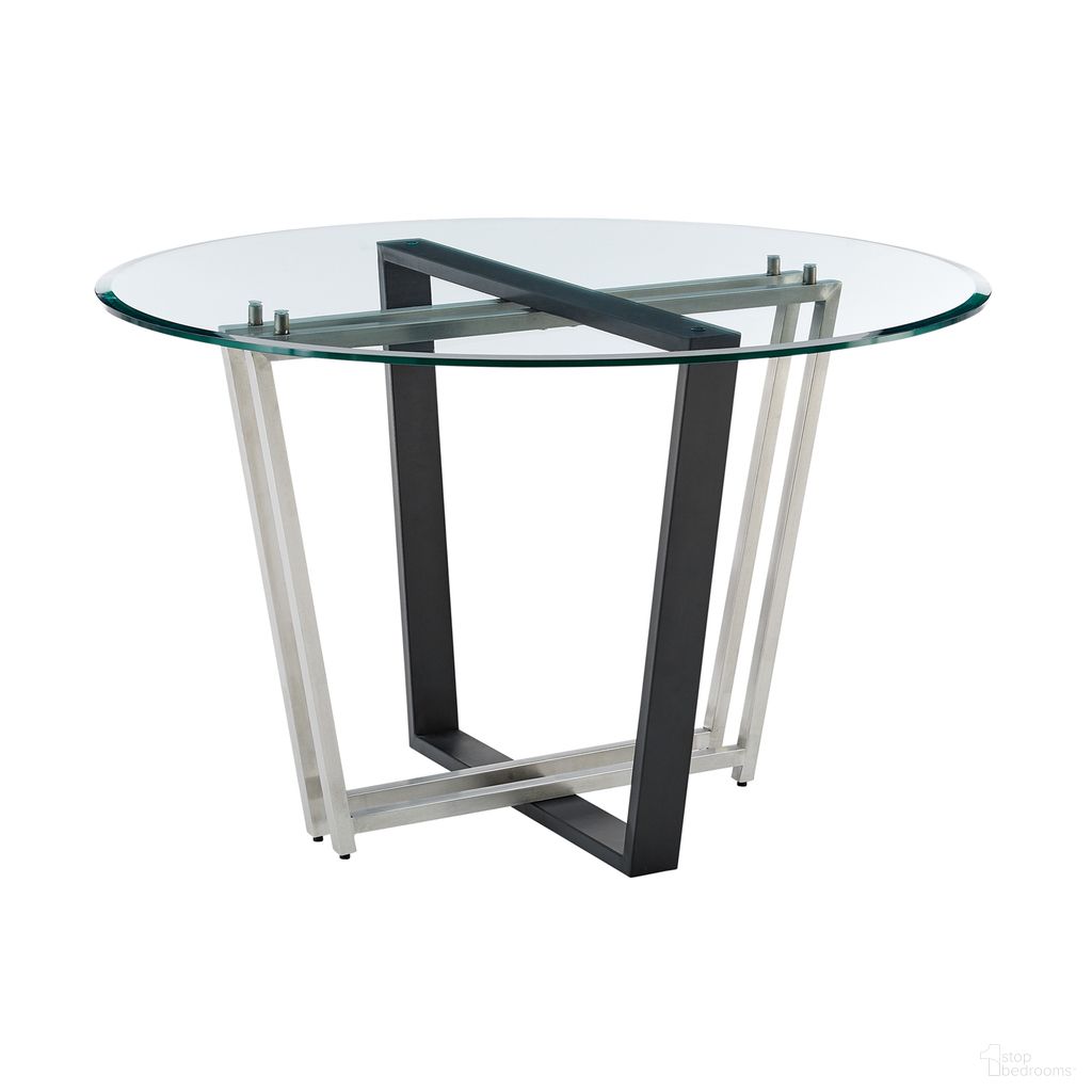 The appearance of Devi 48 Inch Round Dining Table In Brushed Stainless Steel and Black Iron Base with Glass Tabletop designed by Armen Living in the modern / contemporary interior design. This black and stainless steel piece of furniture  was selected by 1StopBedrooms from Devi Collection to add a touch of cosiness and style into your home. Sku: LCDEDIBSBLKTOP;LCDEDIBSBLKBASE. Table Base Style: Pedestal. Table Top Shape: Round. Material: Stainless Steel. Size: 48".