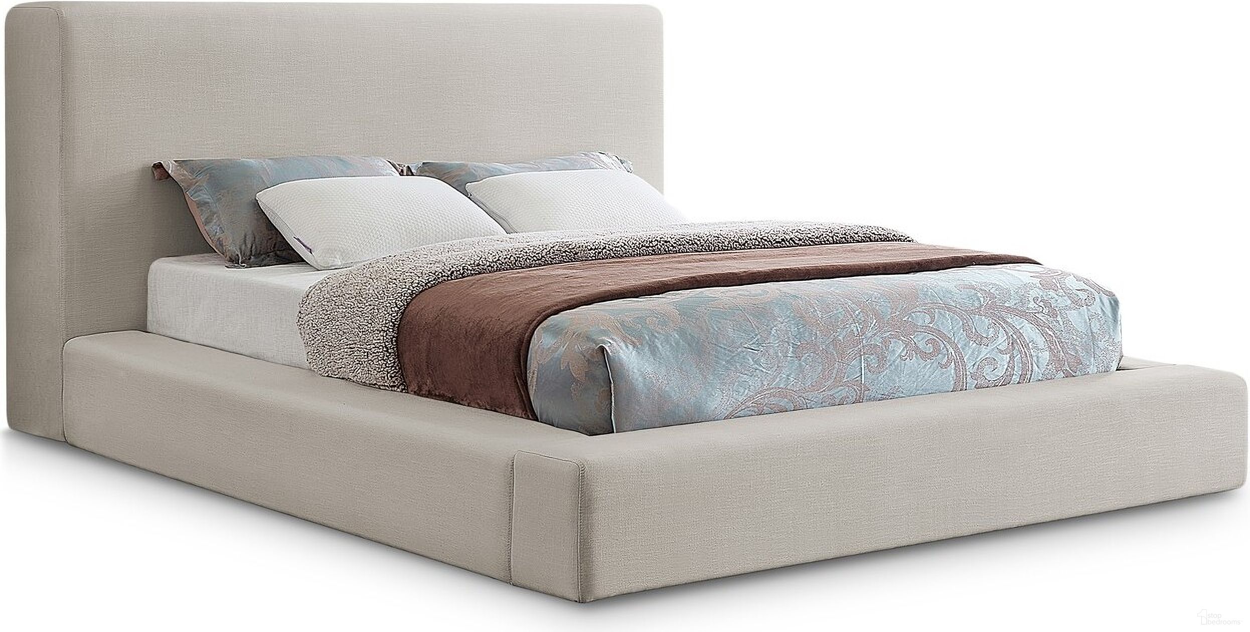 The appearance of Devin Linen Textured Fabric King Bed In Beige designed by Meridian in the modern / contemporary interior design. This beige piece of furniture was selected by 1StopBedrooms from Devin Collection to add a touch of cosiness and style into your home. Sku: DevinBeige-K Box 1/2 (HB / Slats);DevinBeige-K Box 2/2 (FB / Rails / Center Bar / HW). Bed Type: Panel Bed. Material: Wood. Bed Size: King.