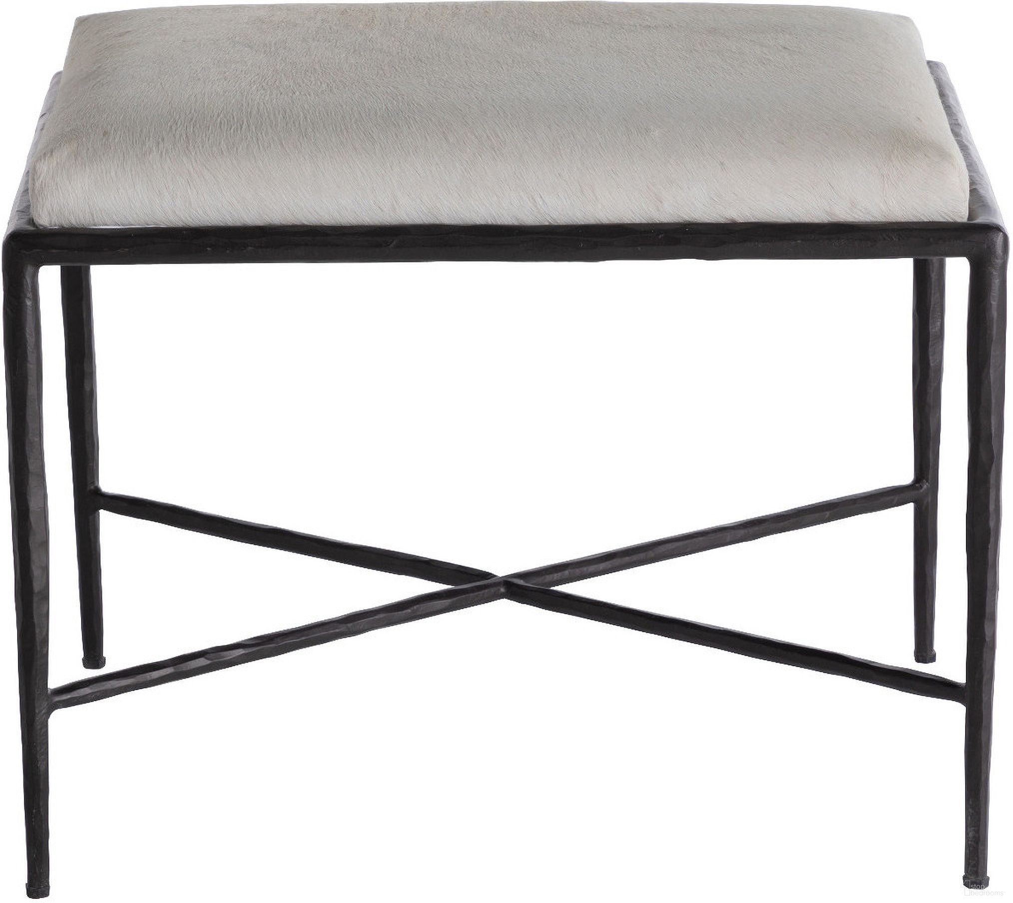 The appearance of Devoe Hair on Hide Stool In Natural Ivory and Gunmetal Bronze designed by Gabby in the transitional interior design. This natural ivory/gunmetal bronze piece of furniture was selected by 1StopBedrooms from Devoe Collection to add a touch of cosiness and style into your home. Sku: SCH-175067. Material: Iron.