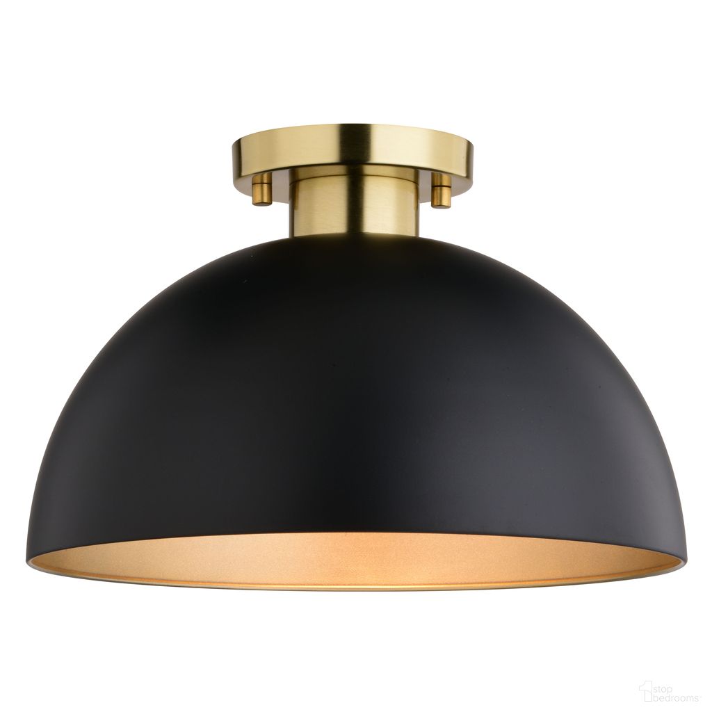 The appearance of Devon 13 Inch Semi Flush In Matte Black and Satin Brass designed by Vaxcel in the transitional interior design. This matte black/satin brass piece of furniture  was selected by 1StopBedrooms from Devon Collection to add a touch of cosiness and style into your home. Sku: C0306. Material: Steel.