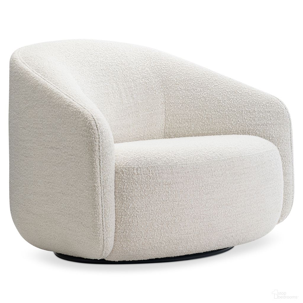 Devon Fabric Swivel Chair In White and Cream