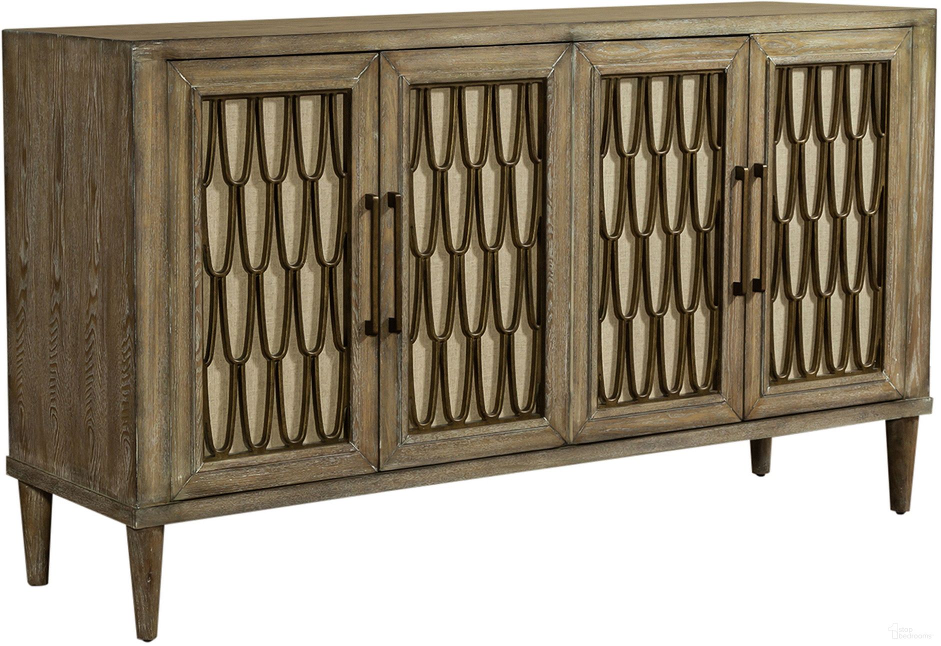The appearance of Devonshire 4 Door Accent Cabinet designed by Liberty in the modern / contemporary interior design. This driftwood piece of furniture  was selected by 1StopBedrooms from Devonshire Collection to add a touch of cosiness and style into your home. Sku: 2064-AC6838. Material: Rubberwood.