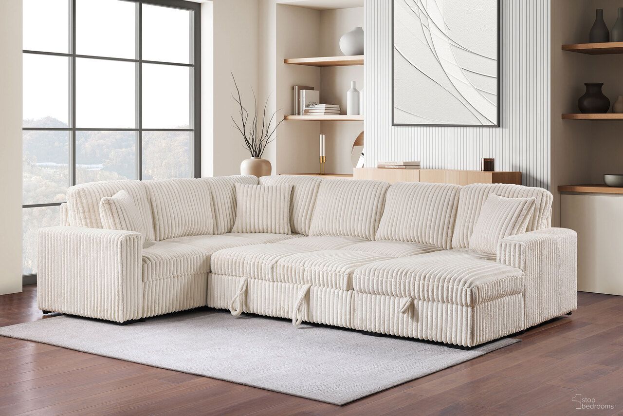 The appearance of Devonshire Sleeper Sectional Sofa Storage Chaise In Camel designed by Coaster in the transitional interior design. This camel piece of furniture was selected by 1StopBedrooms from Devonshire Collection to add a touch of cosiness and style into your home. Sku: 501205B1;501205B2;501205B3. Layout: Sofa & Chaise. Material: Corduroy.