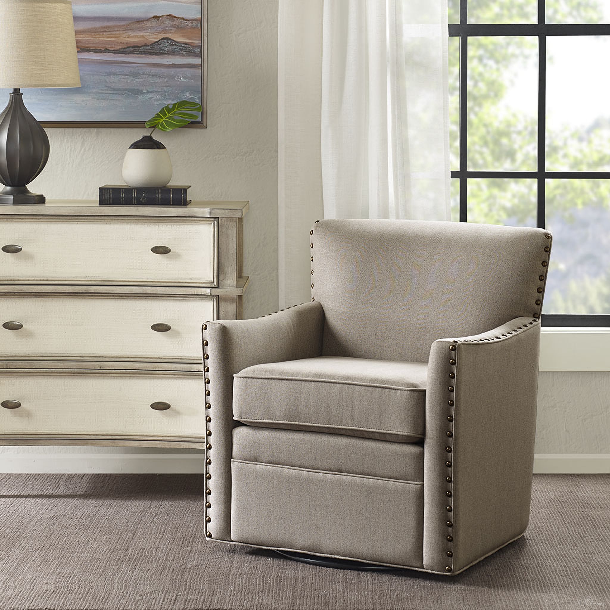 The appearance of Devrim Swivel Chair In Natural designed by Olliix in the transitional interior design. This natural piece of furniture was selected by 1StopBedrooms from Devrim Collection to add a touch of cosiness and style into your home. Sku: MP103-0238. Material: Wood.
