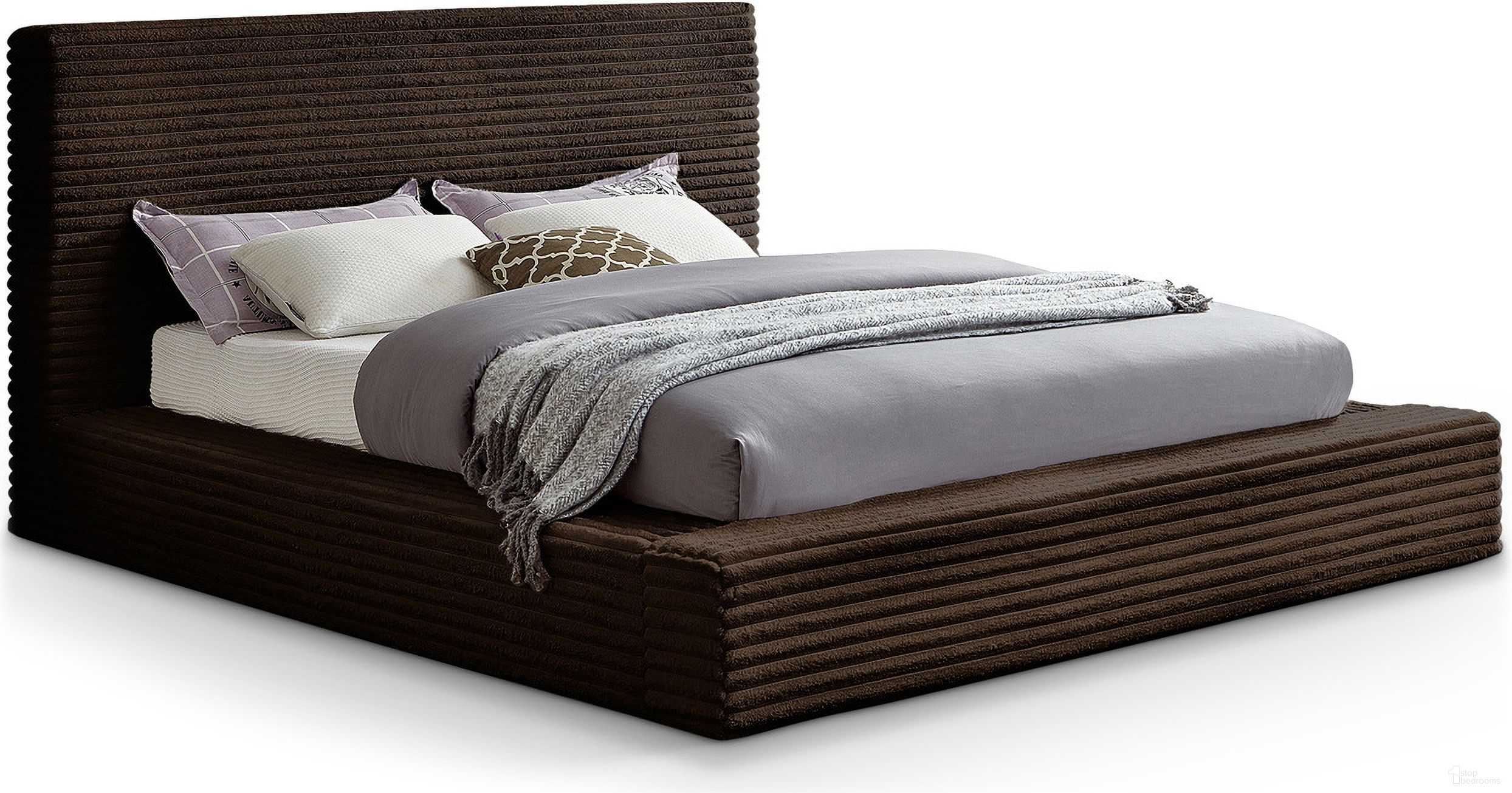 Dexter Corduroy Fabric Full Bed In Brown