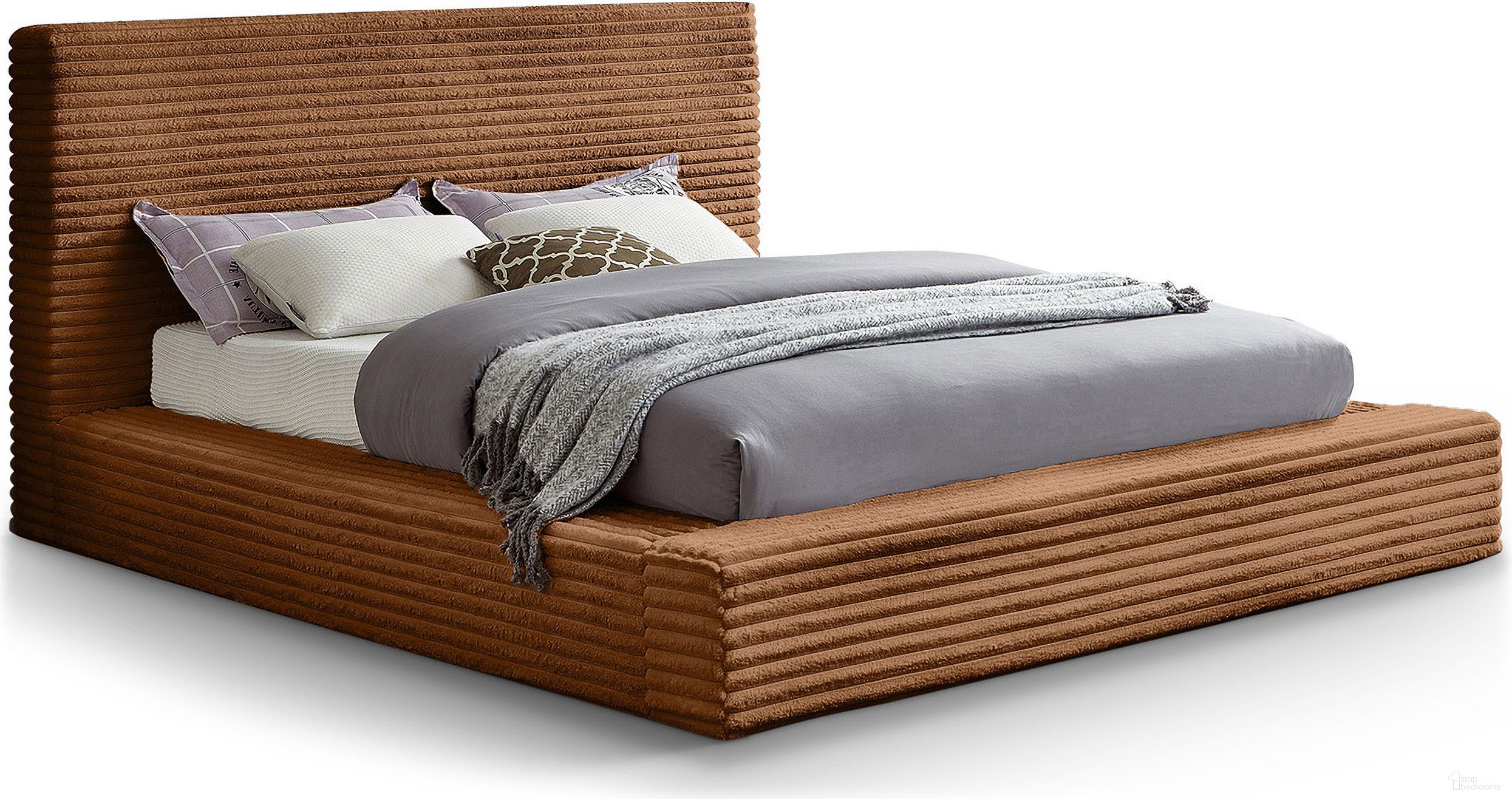 Dexter Corduroy Fabric King Bed In Saddle