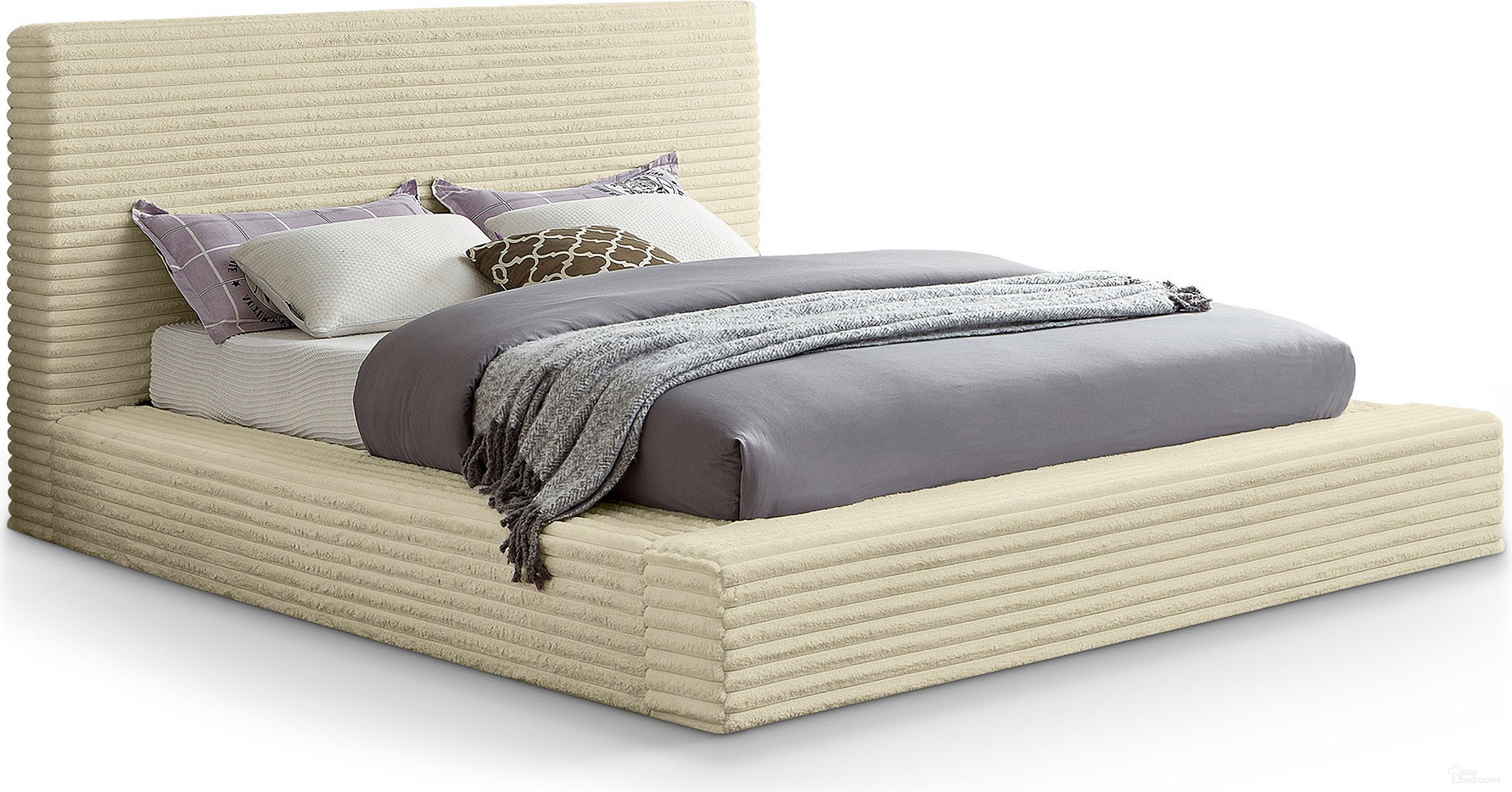 Dexter Corduroy Fabric Queen Bed In Cream
