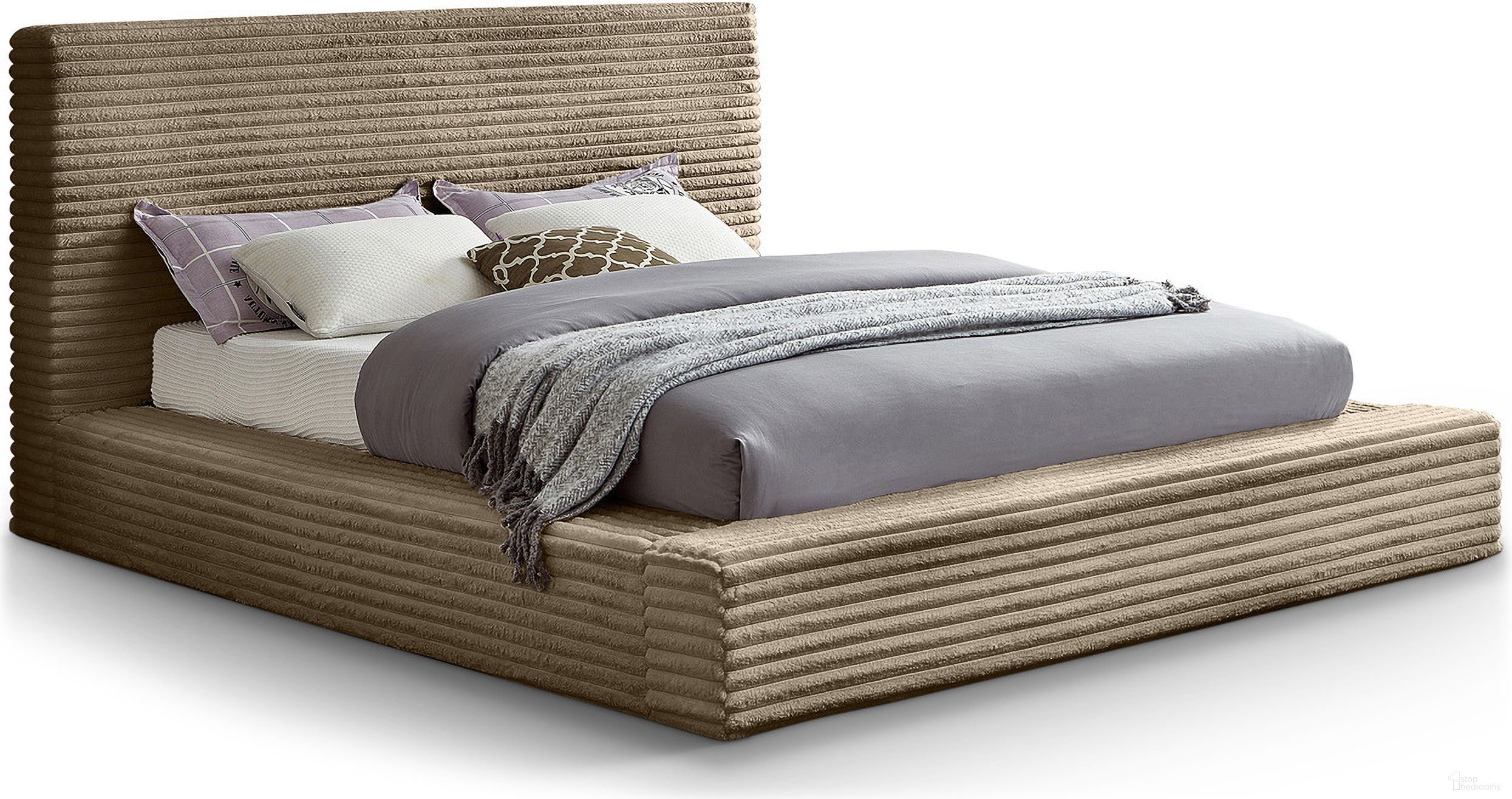 Dexter Corduroy Fabric Queen Bed In Taupe