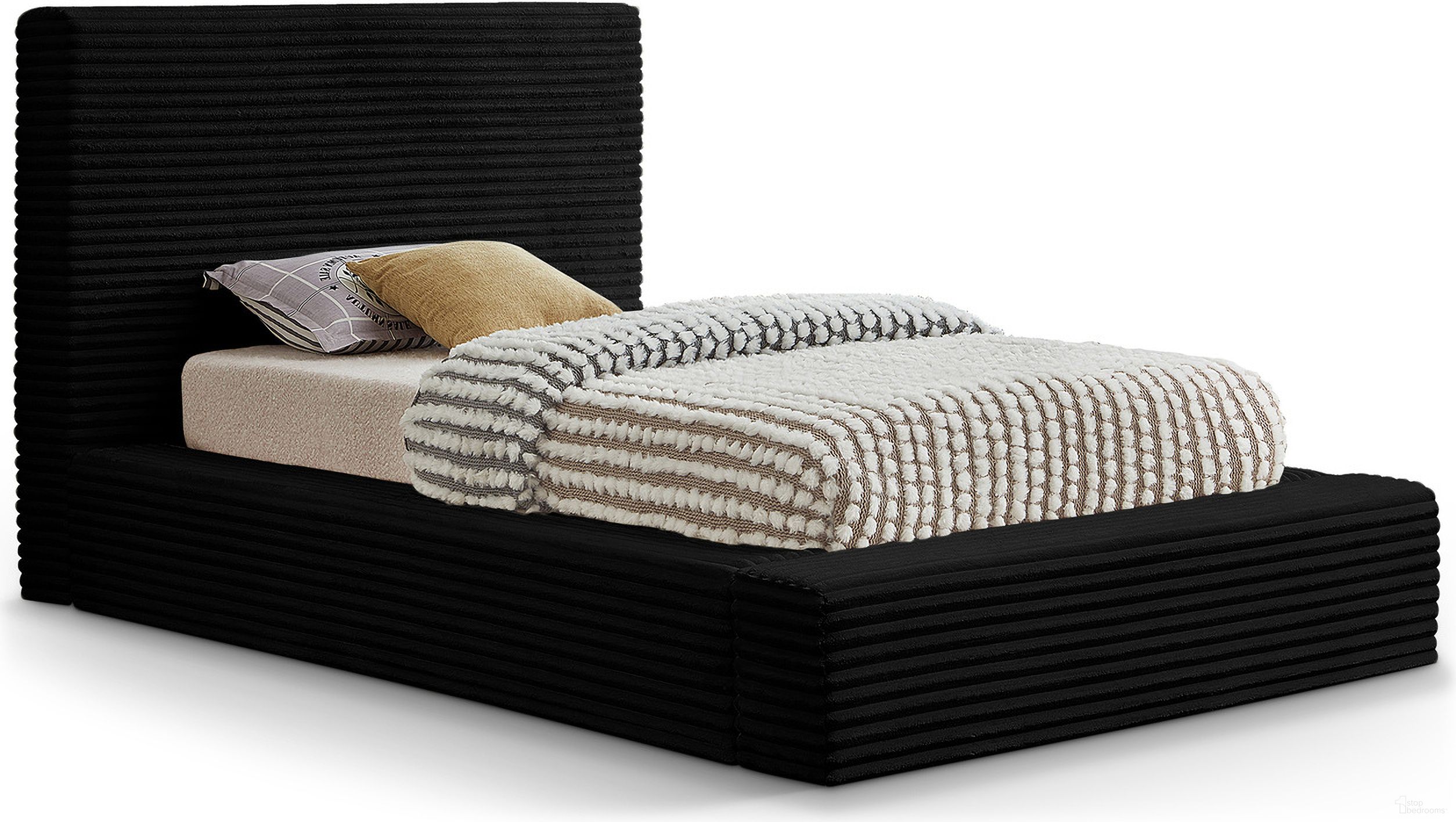 Dexter Corduroy Fabric Twin Bed In Black