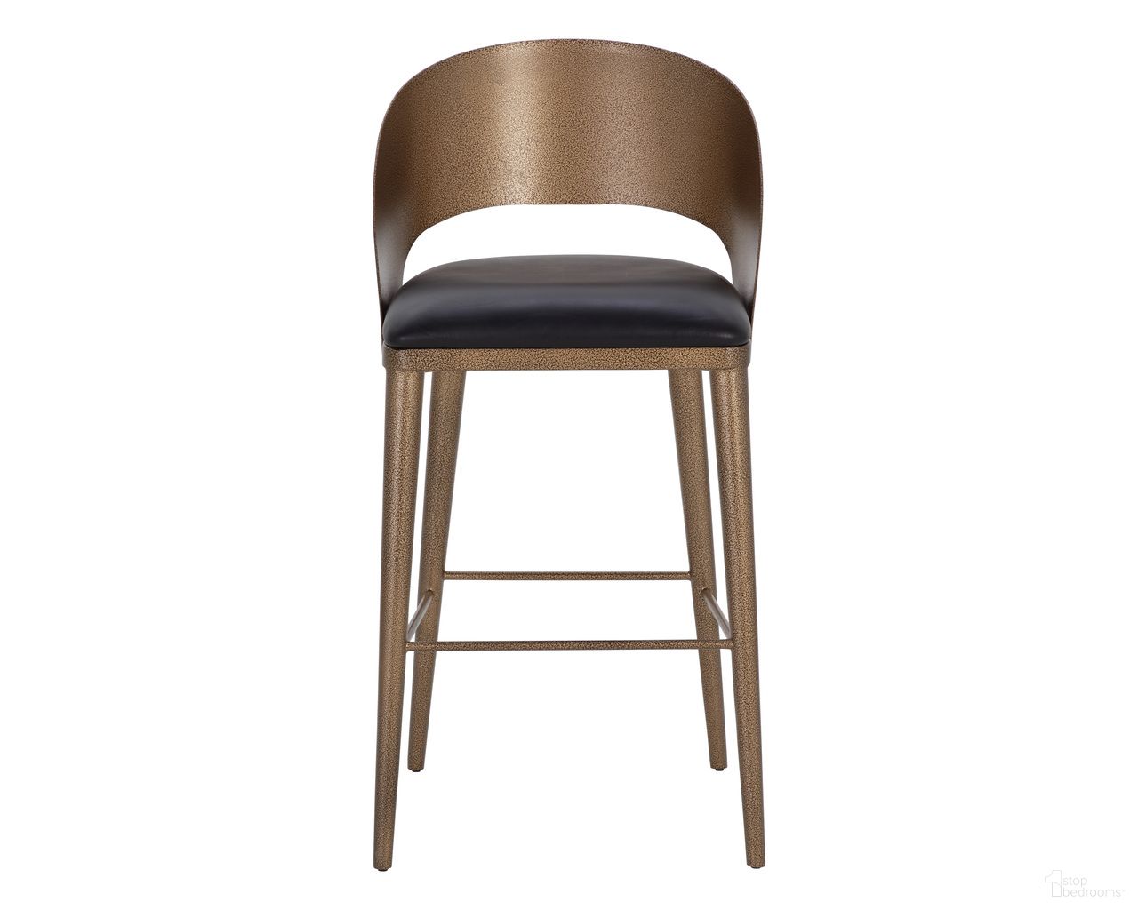 Dezirae Barstool In Charcoal Black and Antique Brass