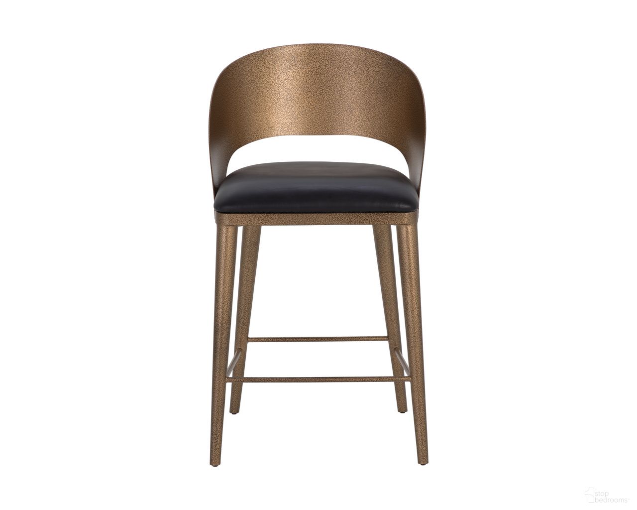 Dezirae Counter Stool In Charcoal Black and Antique Brass