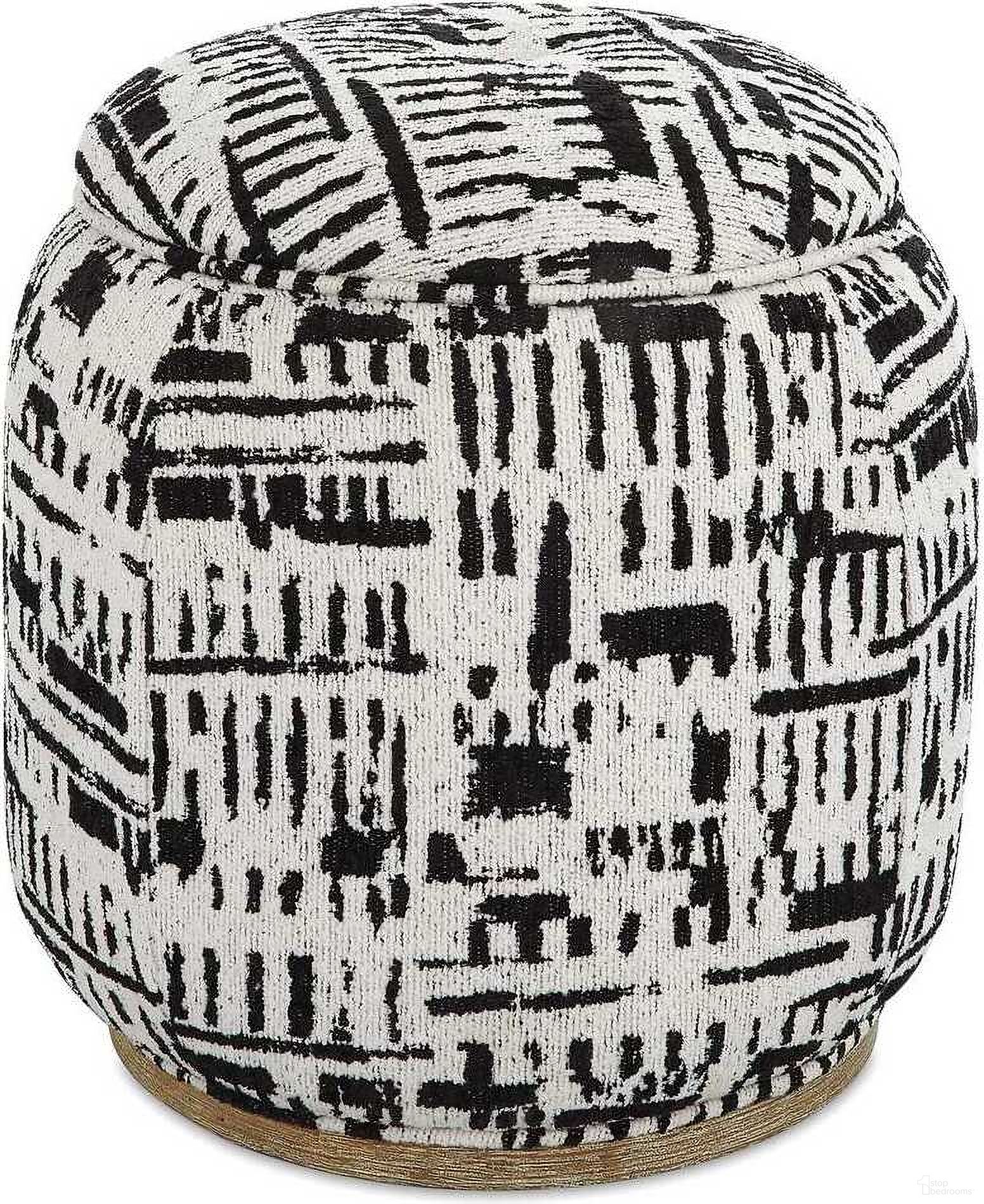 The appearance of Dialogue Poof Ottoman In Black and White designed by Uttermost in the modern / contemporary interior design. This black and white piece of furniture  was selected by 1StopBedrooms from Dialogue Collection to add a touch of cosiness and style into your home. Sku: 23195. Material: Hardwood.