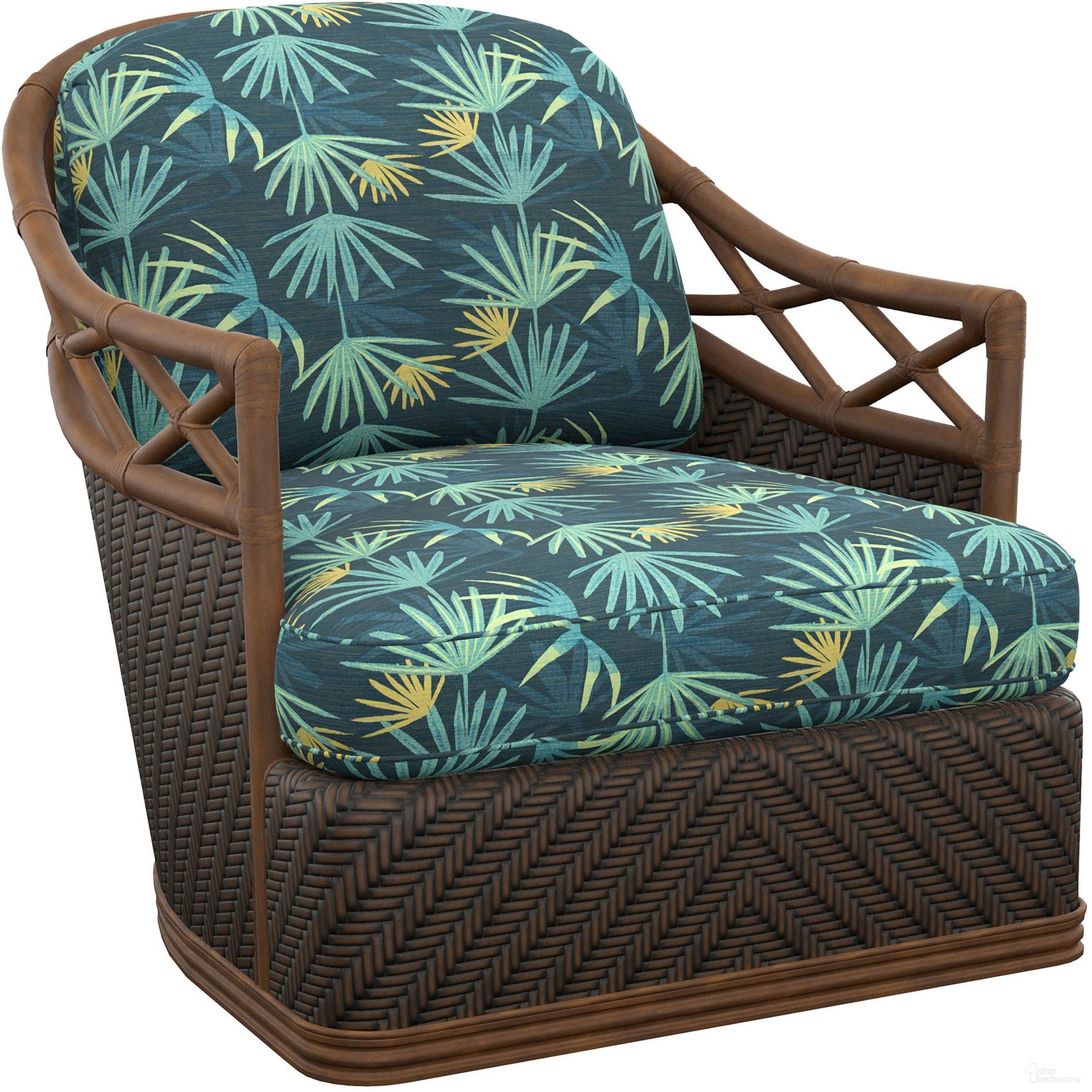 The appearance of Featured Upholstery Diamond Cove Swivel Chair In Blue designed by Tommy Bahama in the transitional interior design. This blue piece of furniture was selected by 1StopBedrooms from Featured Upholstery Collection to add a touch of cosiness and style into your home. Sku: 1685-11SW-72. Material: Wicker.