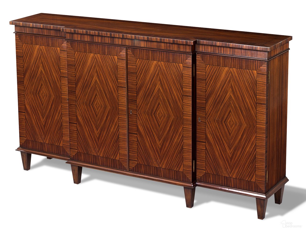 The appearance of Diamond Rosewood Sideboard In Brown designed by Maitland-Smith in the modern / contemporary interior design. This brown piece of furniture was selected by 1StopBedrooms from Maitland Smith Collection to add a touch of cosiness and style into your home. Sku: 89-1106. Material: Rosewood.