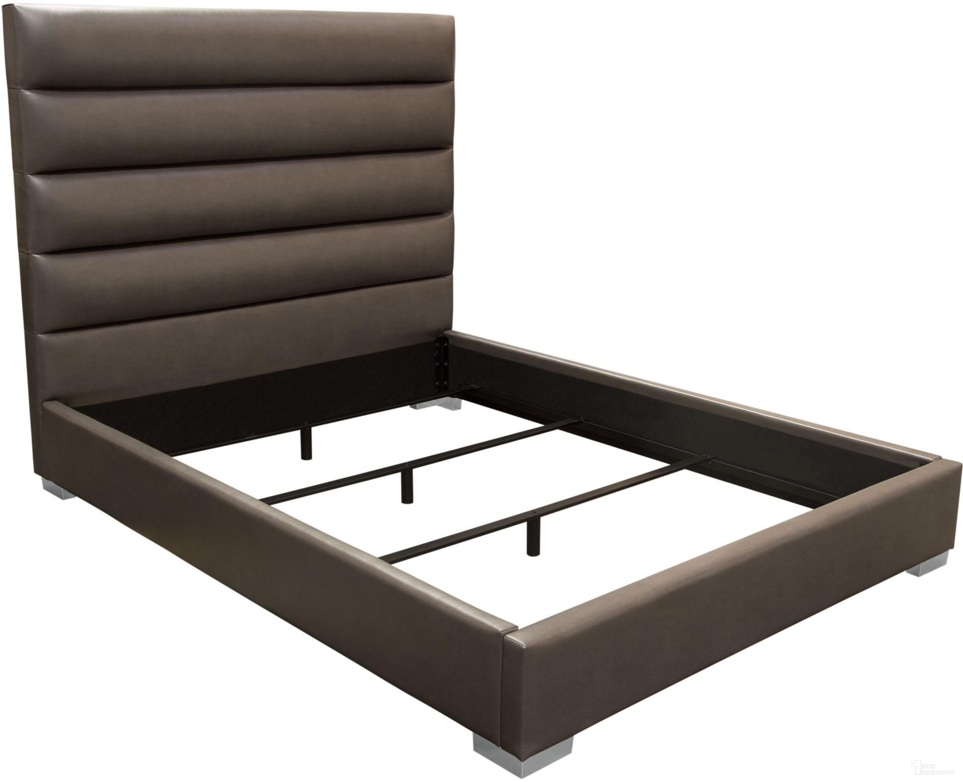 Diamond Sofa Bardot Grey PU Channel Tufted King Bed