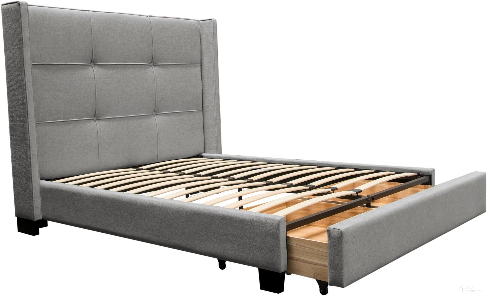 Diamond Sofa Beverly Grey Fabric King Bed with Footboard Storage