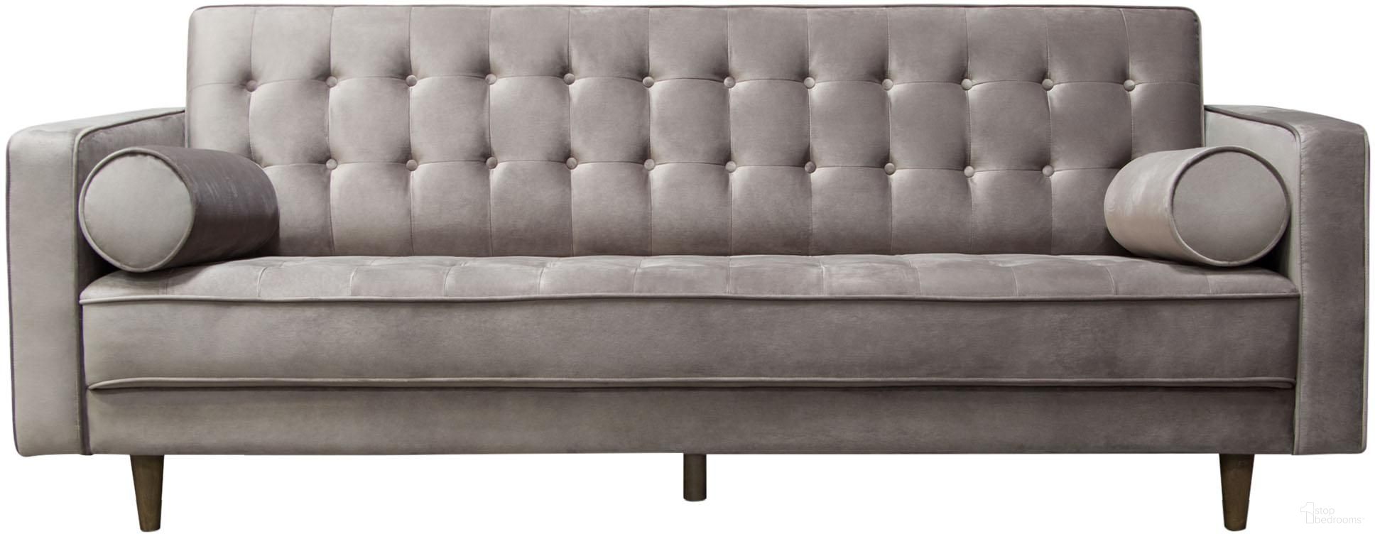 Diamond Sofa Juniper Champagne Grey Tufted Sofa with Pillows