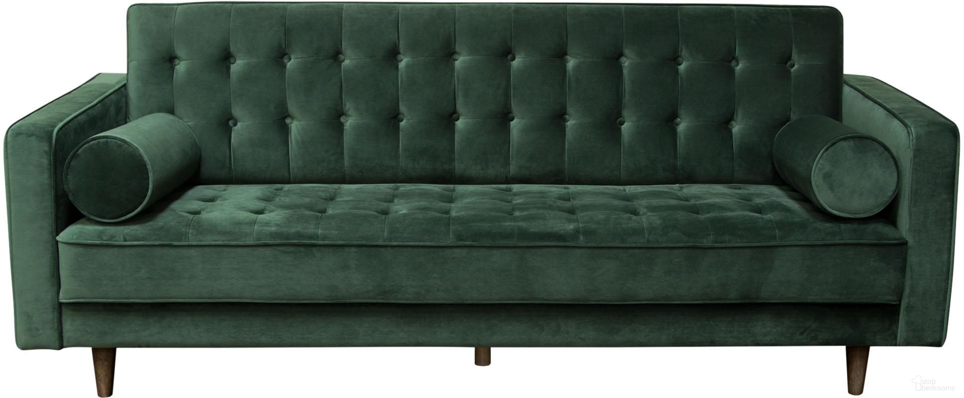 Diamond Sofa Juniper Hunter Green Tufted Sofa with Pillows