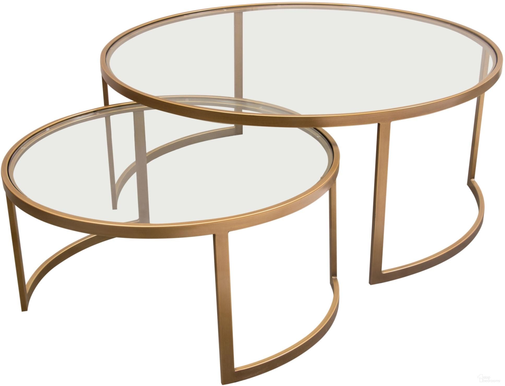 Diamond Sofa Lane Glass Tops Gold Base 2 Piece Round Nesting Tables