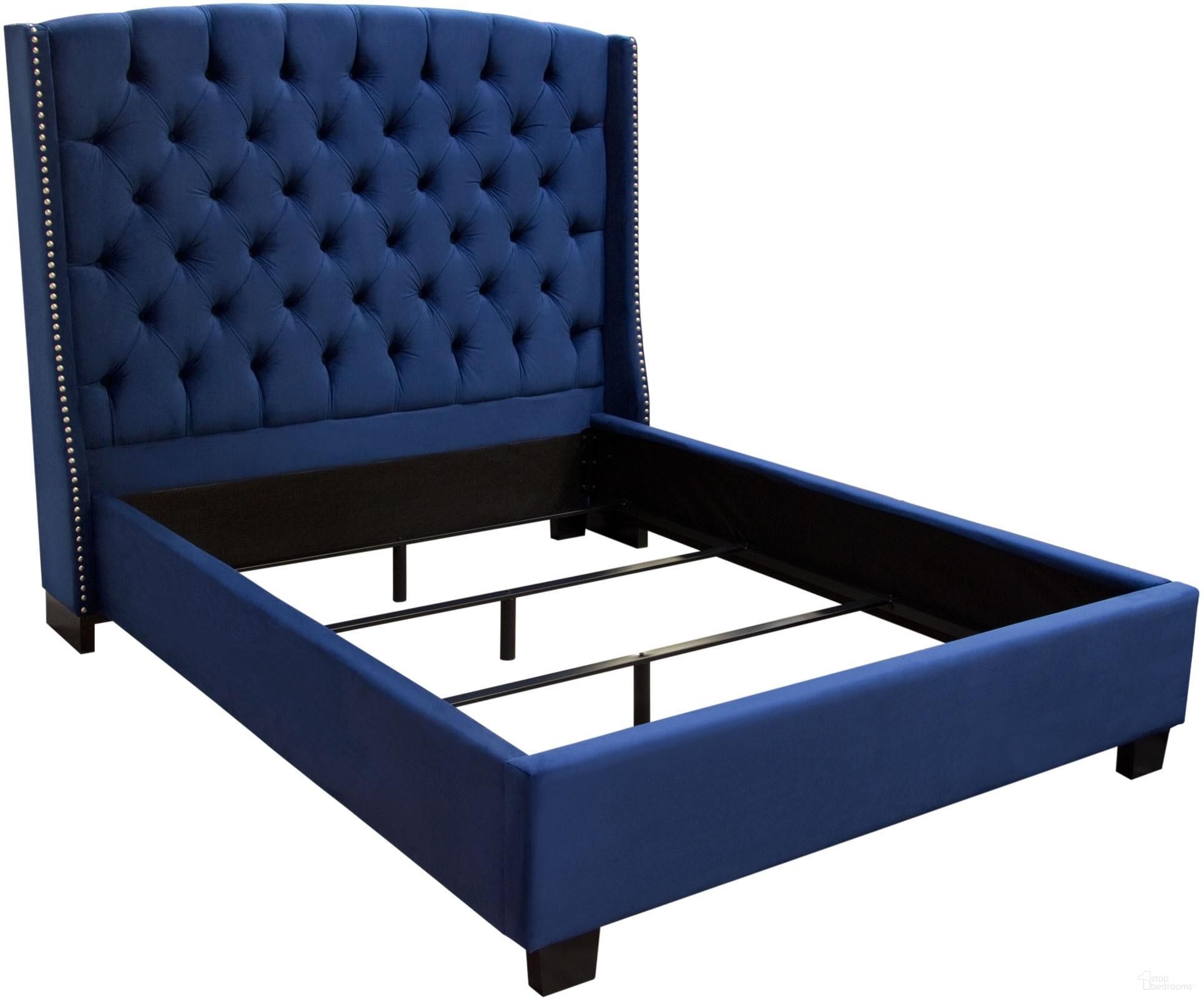 Diamond Sofa Majestic Navy Blue Fabric King Bed