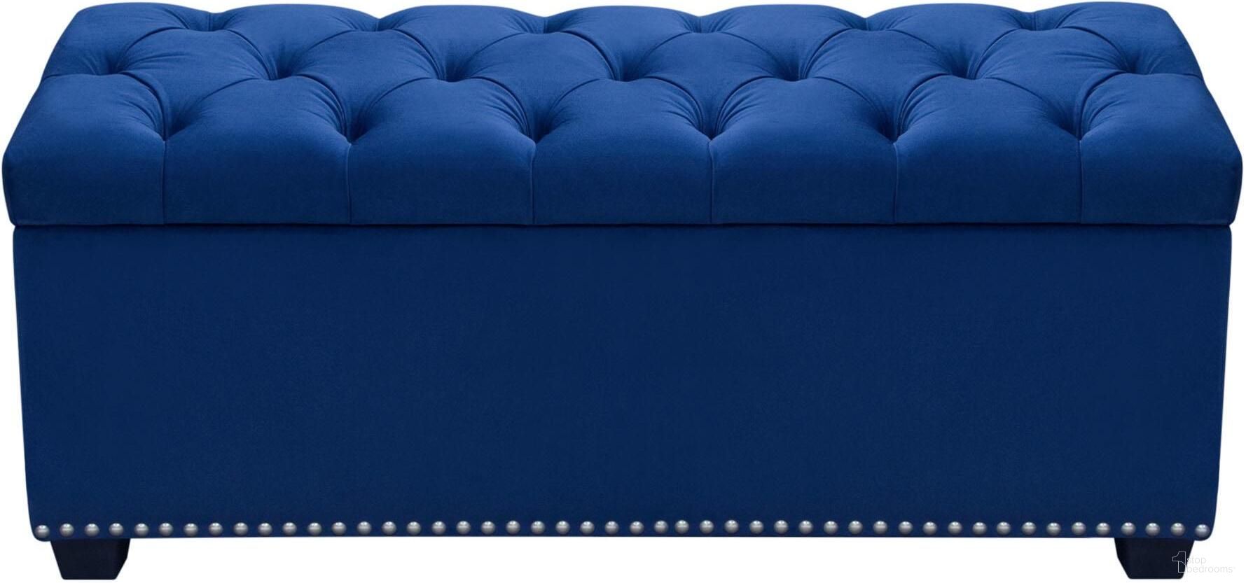 Diamond Sofa Majestic Navy Blue Fabric Lift Top Storage Benche