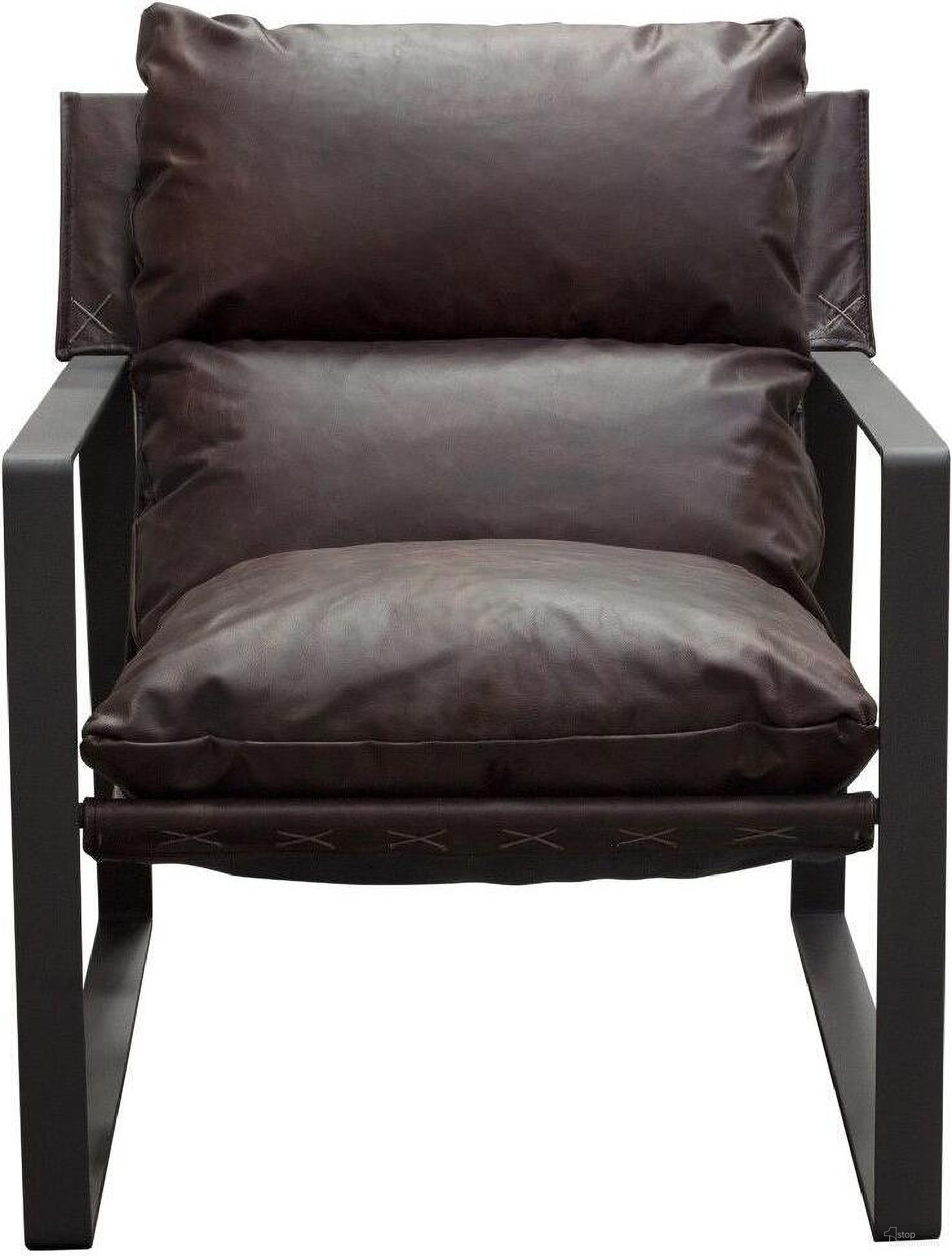 Diamond Sofa Miller Chocolate Genuine Leather Sling Accent Chair