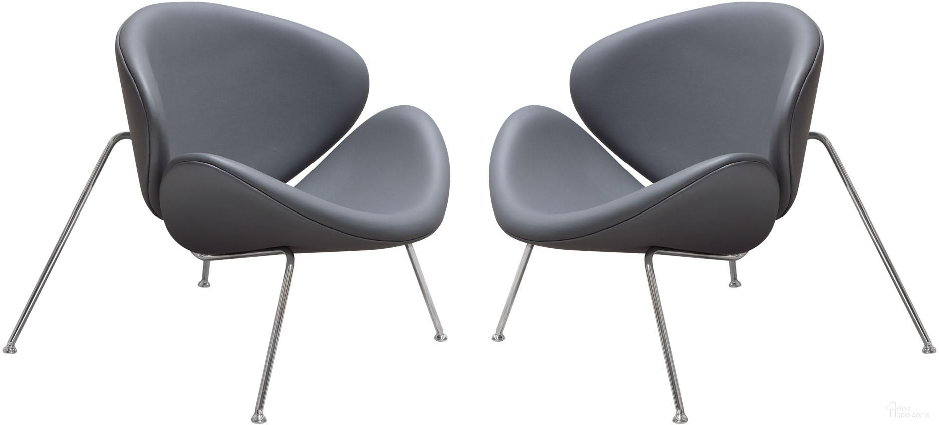 Diamond Sofa Roxy Grey Leatherette Accent Chairs Set of 2