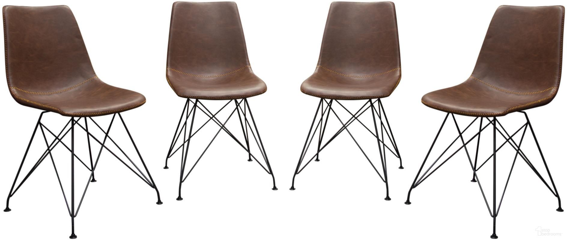 Diamond Sofa Theo Chocolate Leatherette Dining Chairs Set of 4