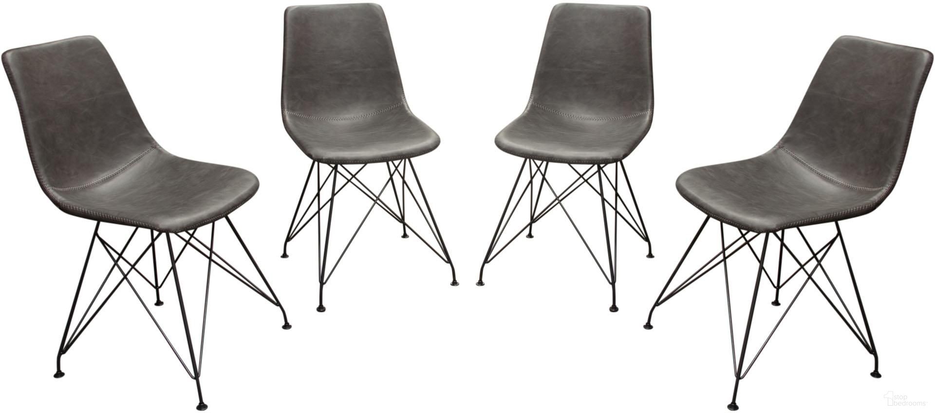 Diamond Sofa Theo Grey Leatherette Dining Chairs Set of 4