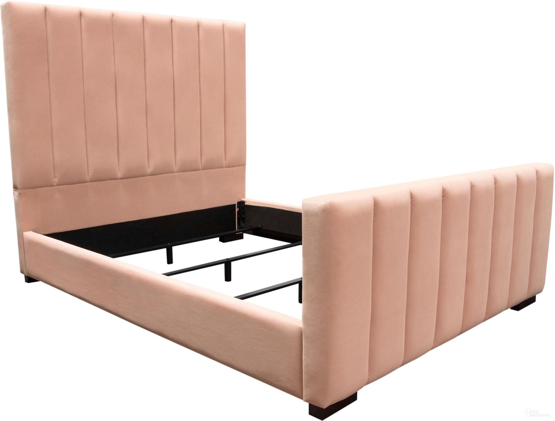 The appearance of Diamond Sofa Venus Pink Velvet Channel King Bed designed by Diamond Sofa in the modern / contemporary interior design. This blush pink piece of furniture was selected by 1StopBedrooms from Venus Collection to add a touch of cosiness and style into your home. Sku: VENUSPNEKHB;VENUSPNEKFB;VENUSPNEKSR. Bed Type: Panel Bed. Bed Size: King. Material: Velvet.