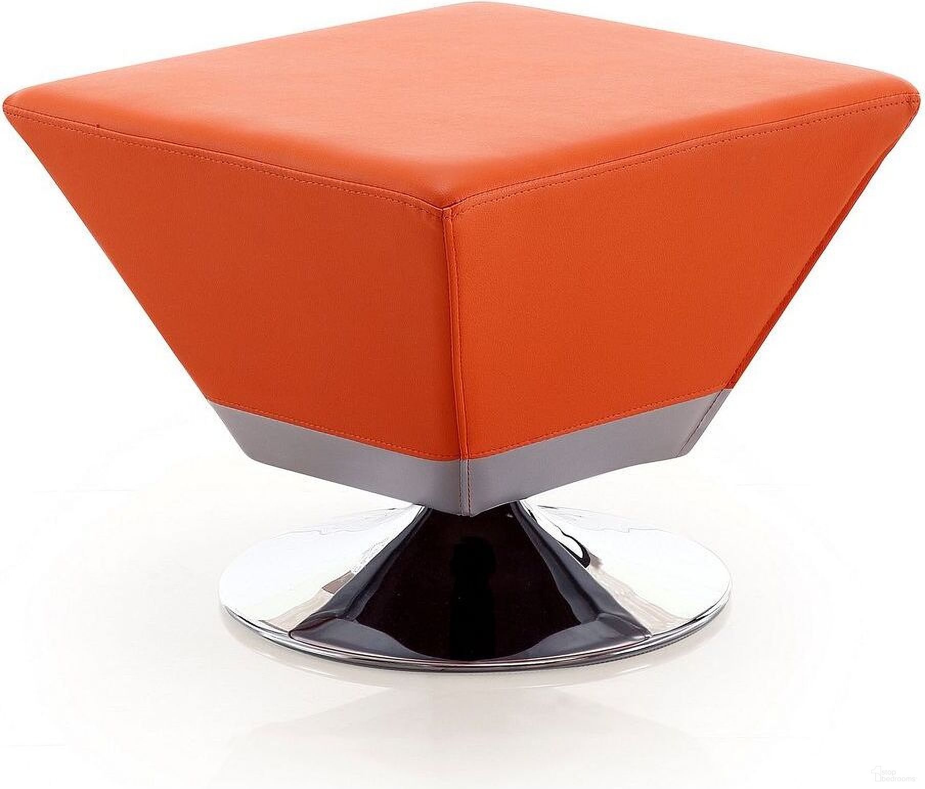 The appearance of Diamond Swivel Ottoman in Orange and Polished Chrome designed by Manhattan Comfort in the modern / contemporary interior design. This orange piece of furniture was selected by 1StopBedrooms from Diamond Collection to add a touch of cosiness and style into your home. Sku: OT002-OR. Material: Metal.