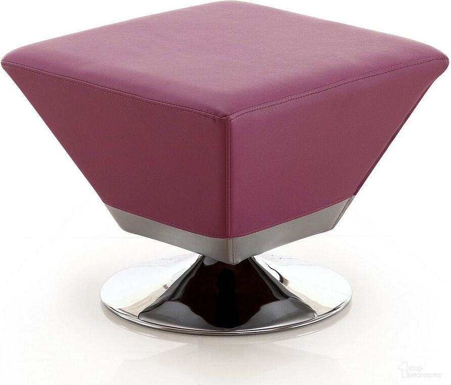 The appearance of Diamond Swivel Ottoman in Purple and Polished Chrome designed by Manhattan Comfort in the modern / contemporary interior design. This purple piece of furniture was selected by 1StopBedrooms from Diamond Collection to add a touch of cosiness and style into your home. Sku: OT002-PL. Material: Metal.