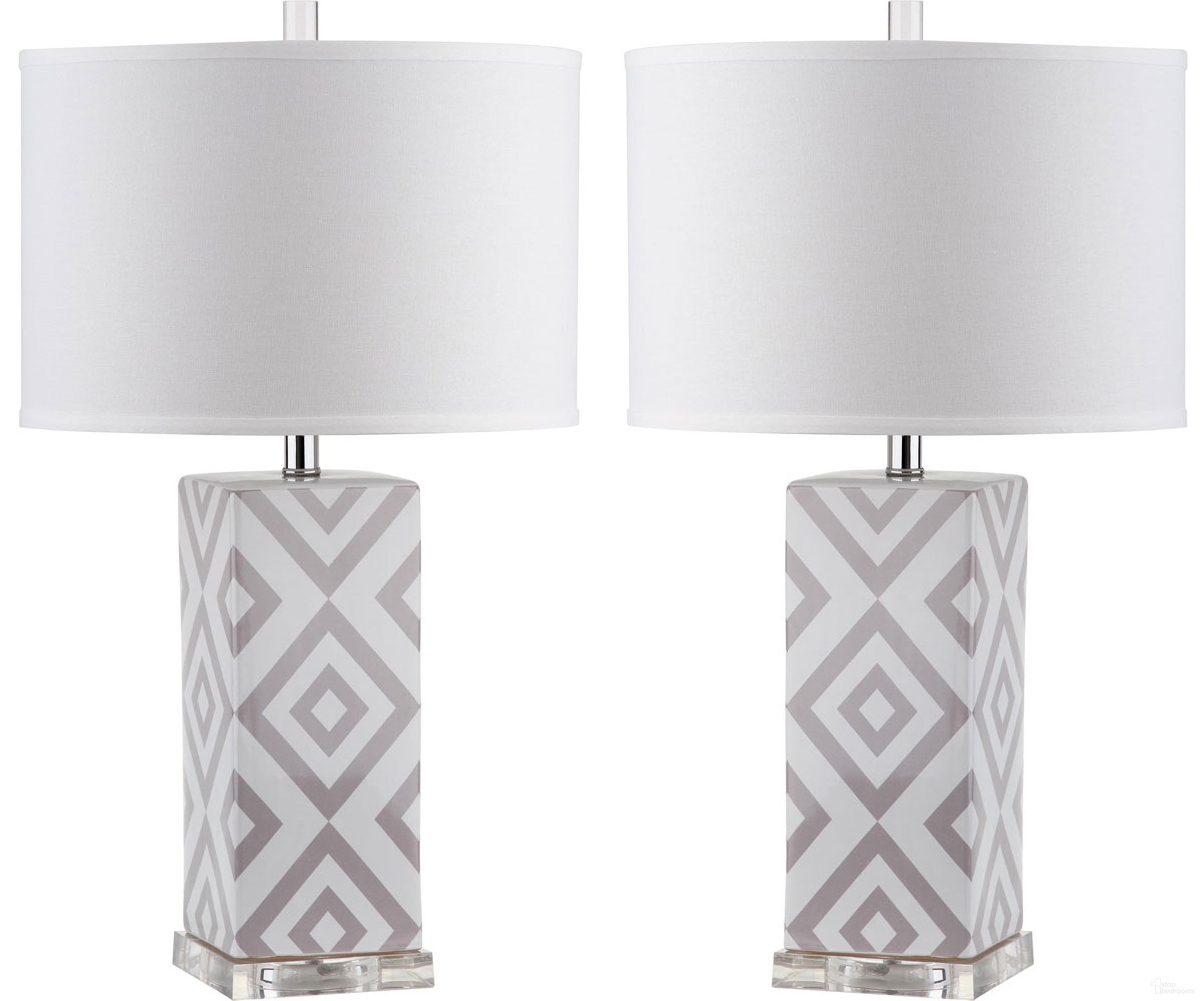 Diamonds Grey and Off-White 27 Inch Table Lamp Set of 2