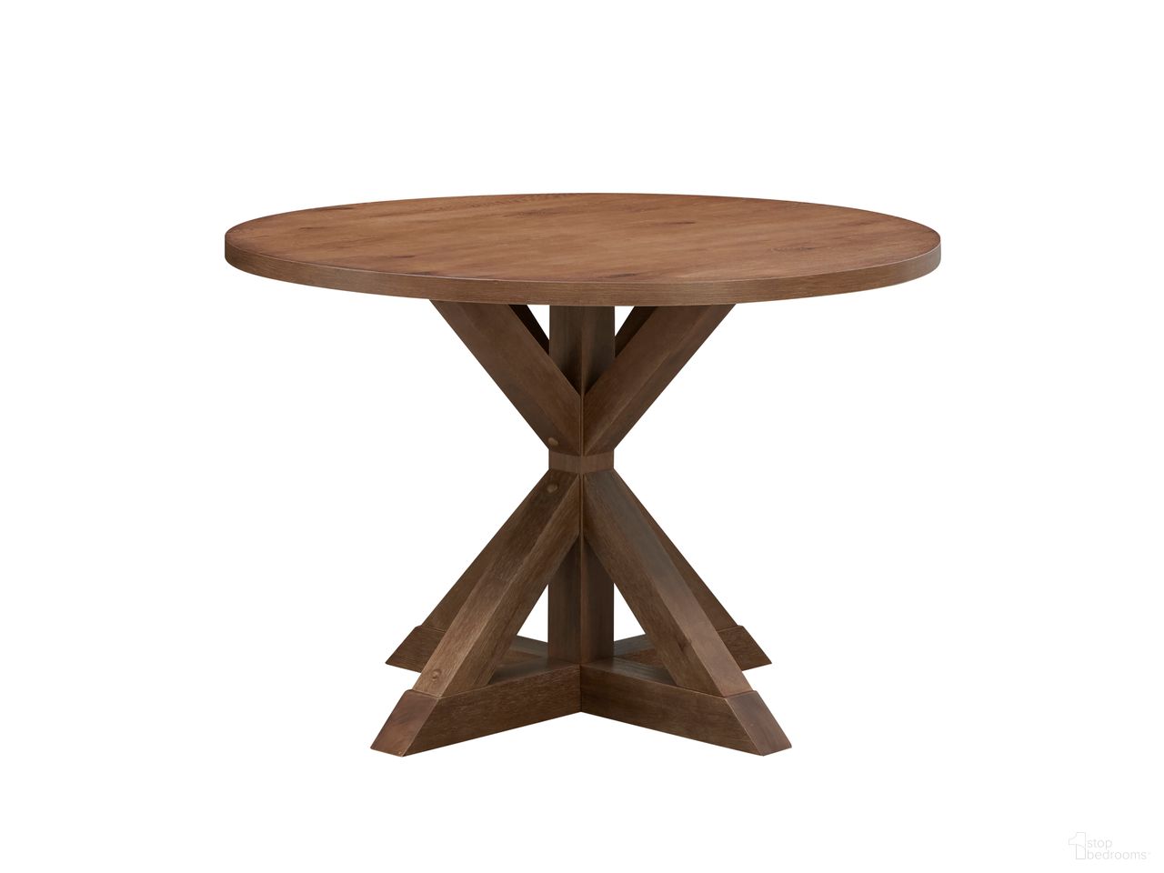 The appearance of Diana Trestle Base Dining Table In Vintage Honey designed by Carolina Living in the traditional interior design. This vintage honey piece of furniture was selected by 1StopBedrooms from Diana Collection to add a touch of cosiness and style into your home. Sku: DT-4830-TB-VHWD. Table Base Style: Trestle. Table Top Shape: Round. Material: Rubberwood. Size: 47".