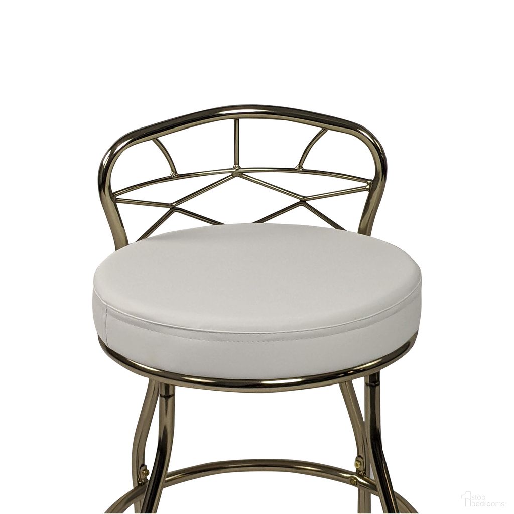 Diana X-Back Vanity Stool with Casters In Gold and White