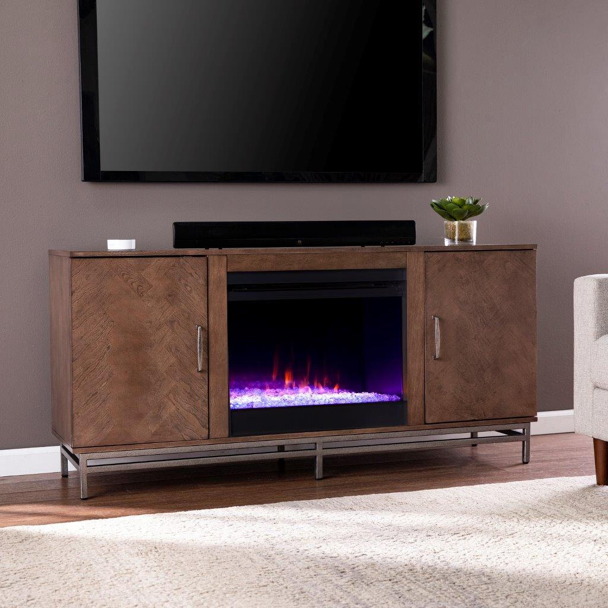Dibbonly Color Changing Fireplace With Media Storage