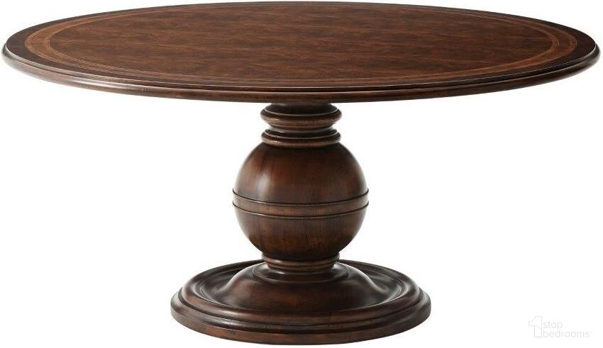 The appearance of Diderot Dining Table designed by Theodore Alexander in the transitional interior design. This  piece of furniture  was selected by 1StopBedrooms from Brooksby Collection to add a touch of cosiness and style into your home. Sku: 5405-262. Table Base Style: Pedestal. Table Top Shape: Round. Material: Wood. Size: 64".