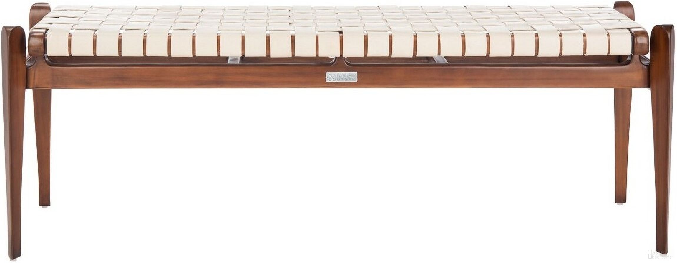 The appearance of Dilan Leather Bench In White And Light Brown designed by Safavieh Couture in the modern / contemporary interior design. This light brown piece of furniture  was selected by 1StopBedrooms from Dilan Collection to add a touch of cosiness and style into your home. Sku: SFV9011A. Material: Wood.