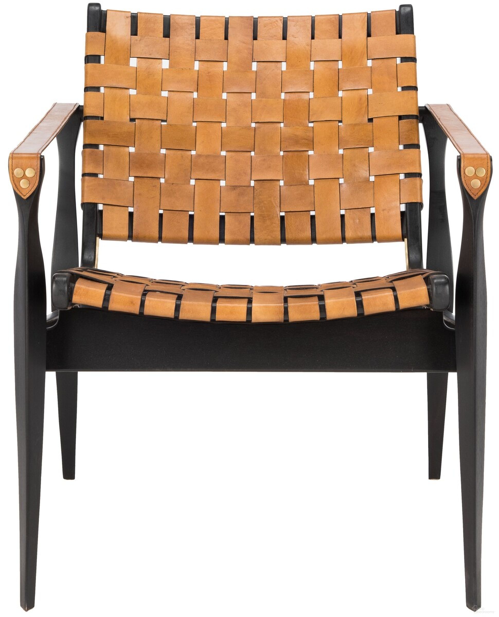 The appearance of Dilan Safari Chair In Black And Brown designed by Safavieh Couture in the modern / contemporary interior design. This black and brown piece of furniture  was selected by 1StopBedrooms from Dilan Collection to add a touch of cosiness and style into your home. Sku: SFV9005D. Material: Wood.