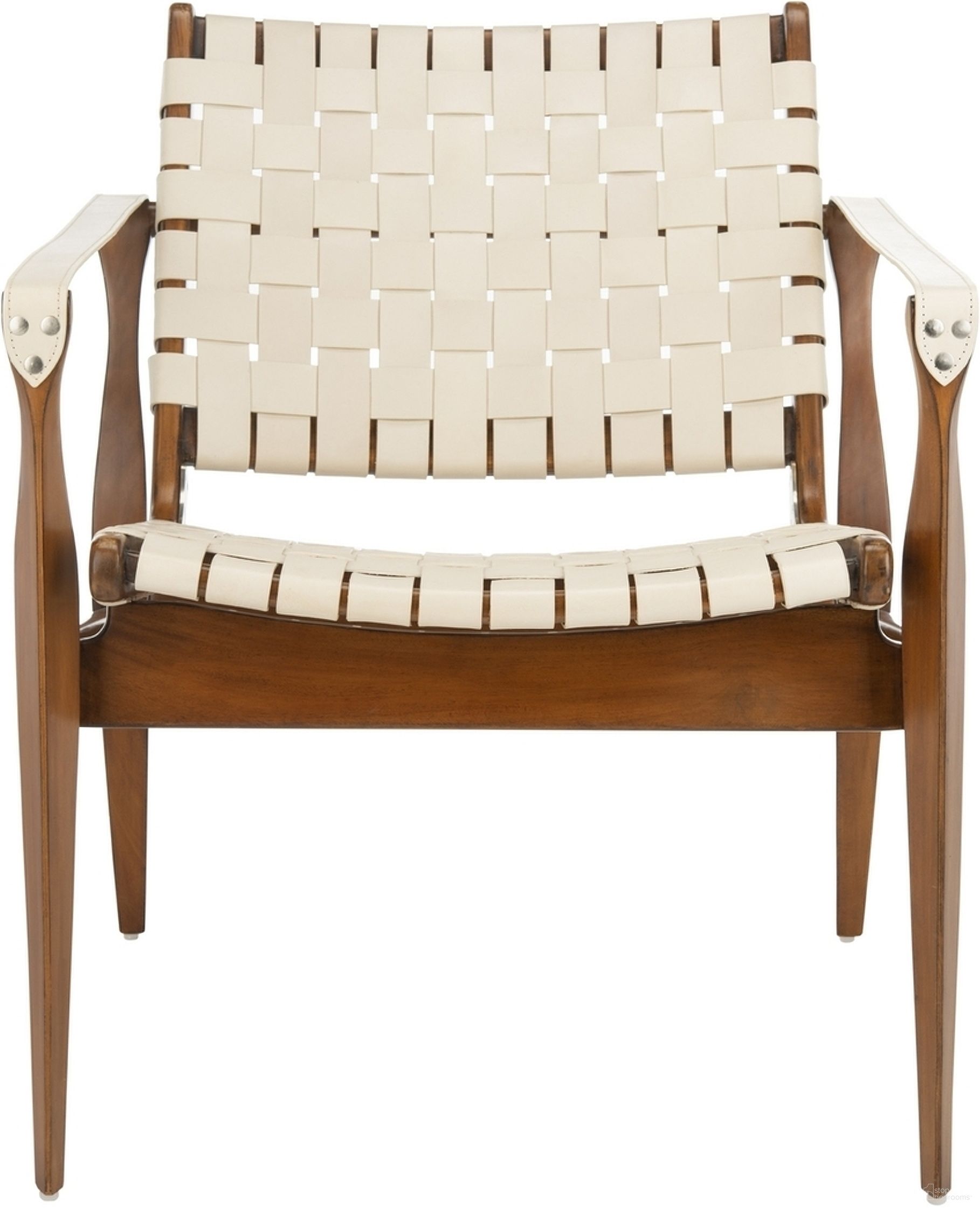 The appearance of Dilan Safari Chair In Cream And Light Brown designed by Safavieh Couture in the modern / contemporary interior design. This cream piece of furniture  was selected by 1StopBedrooms from Dilan Collection to add a touch of cosiness and style into your home. Sku: SFV9005A. Material: Wood.