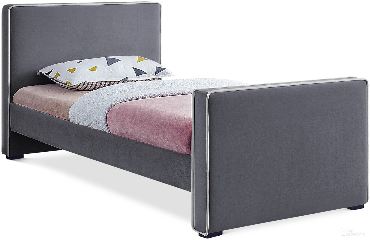 Dillard Velvet Twin Bed In Grey