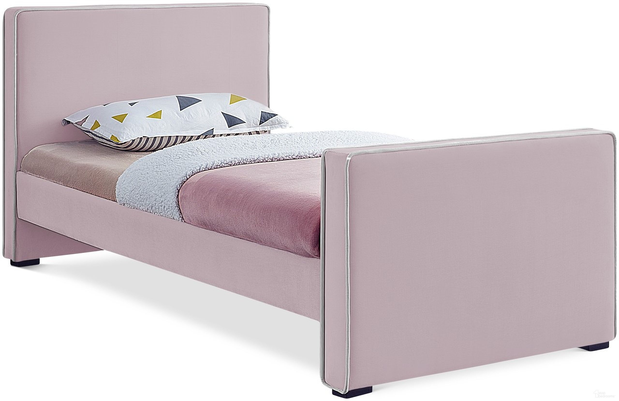The appearance of Dillard Velvet Twin Bed In Pink designed by Meridian in the modern / contemporary interior design. This pink piece of furniture was selected by 1StopBedrooms from Dillard Collection to add a touch of cosiness and style into your home. Sku: DillardPink-T Box 1/2 (Headboard / Footboard / Slats);DillardPink-T Box 2/2 (Siderails / Legs). Bed Type: Panel Bed. Bed Size: Twin. Material: Velvet.
