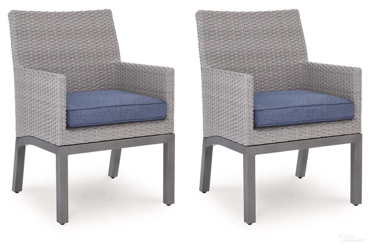The appearance of Dillon Beach Outdoor Arm Chair with Cushion Set of 2 In Gray and Blue designed by Signature Design by Ashley in the modern / contemporary interior design. This gray/blue piece of furniture was selected by 1StopBedrooms from Dillon Beach Collection to add a touch of cosiness and style into your home. Sku: P418-601A. Material: Fabric.