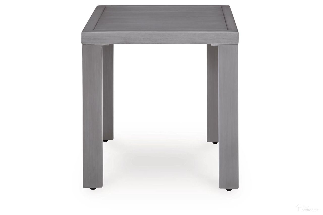 The appearance of Dillon Beach Outdoor End Table In Gray designed by Signature Design by Ashley in the modern / contemporary interior design. This gray piece of furniture was selected by 1StopBedrooms from Dillon Beach Collection to add a touch of cosiness and style into your home. Sku: P418-702. Material: Aluminium.