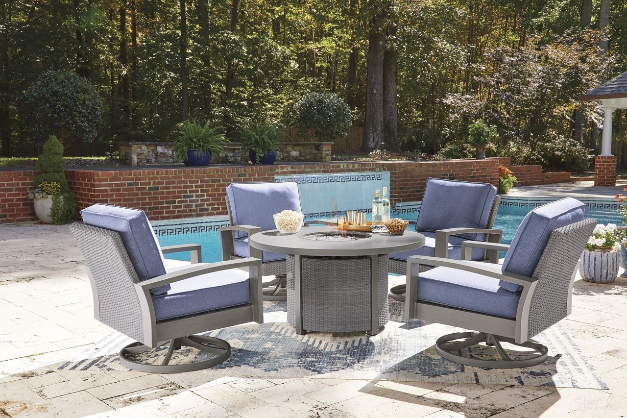 The appearance of Dillon Beach Outdoor Fire Pit Table Set In Gray designed by Signature Design by Ashley in the modern / contemporary interior design. This gray/blue piece of furniture was selected by 1StopBedrooms from Dillon Beach Collection to add a touch of cosiness and style into your home. Sku: P418-776;P418-821. Material: Stainless Steel.