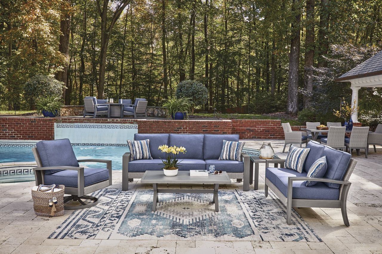 The appearance of Dillon Beach Outdoor Occasional Table Set designed by Signature Design by Ashley in the modern / contemporary interior design. This gray piece of furniture was selected by 1StopBedrooms from Dillon Beach Collection to add a touch of cosiness and style into your home. Sku: P418-701;P418-702. Material: Aluminium.