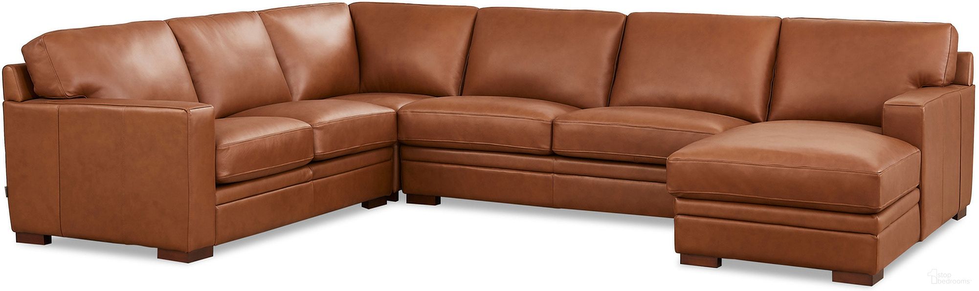 Dillon Leather RAF Chaise Sectional In Nutmeg