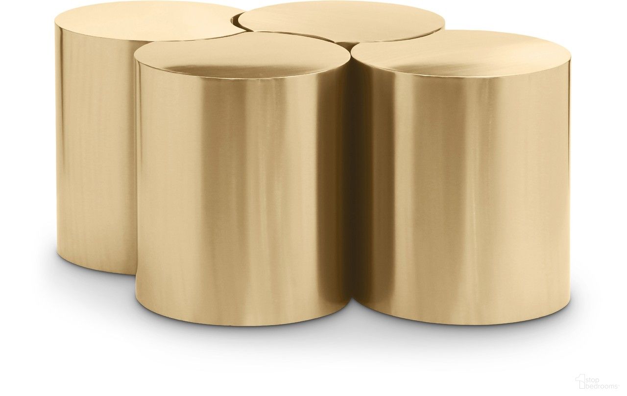 The appearance of Dimple 4 Piece Coffee Table In Gold designed by Meridian in the modern / contemporary interior design. This gold piece of furniture  was selected by 1StopBedrooms from Dimple Collection to add a touch of cosiness and style into your home. Sku: 99081Gold-ET16;99081Gold-ET16;99081Gold-ET16;99081Gold-ET16. Material: Iron.